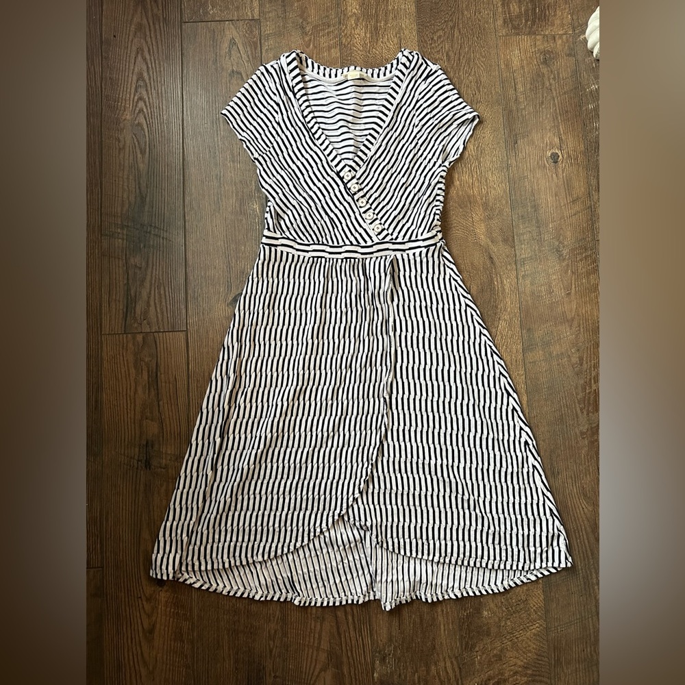Anthropologie black and white stripe dress M